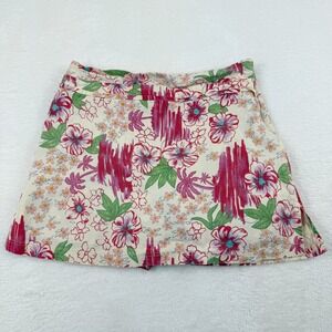 Vintage Y2K Nostalgia Floral Skort Medium Cream Pink‎ Tropical Boho